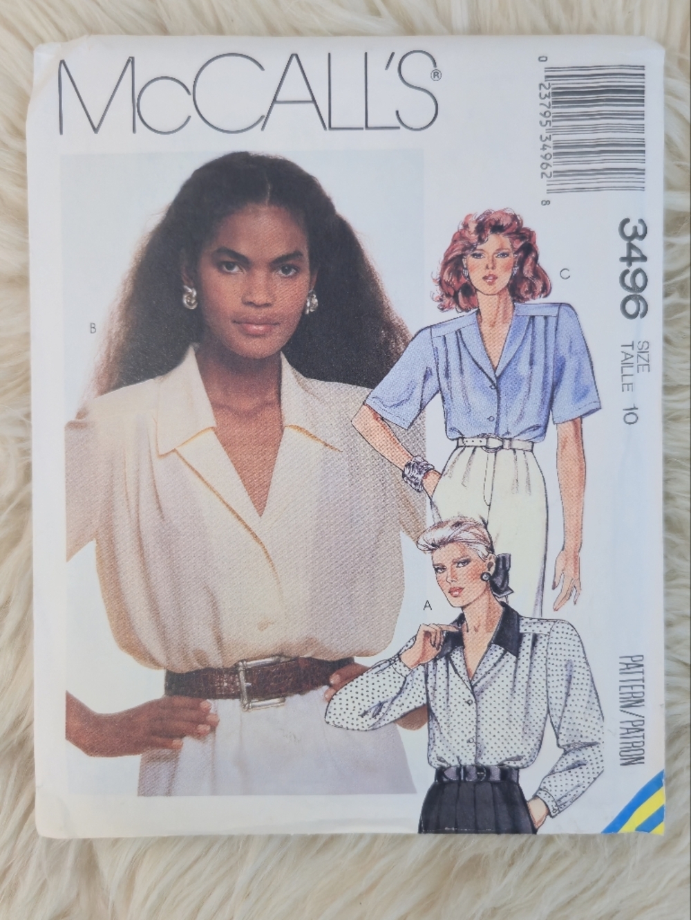 McCall's Vintage Blouse Sewing Pattern 3496